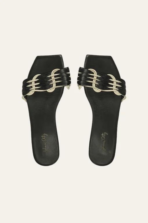 Hidden Messages Flats In Black & Ecru