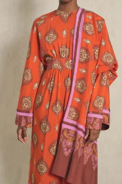 India Chintz Shawl In Red